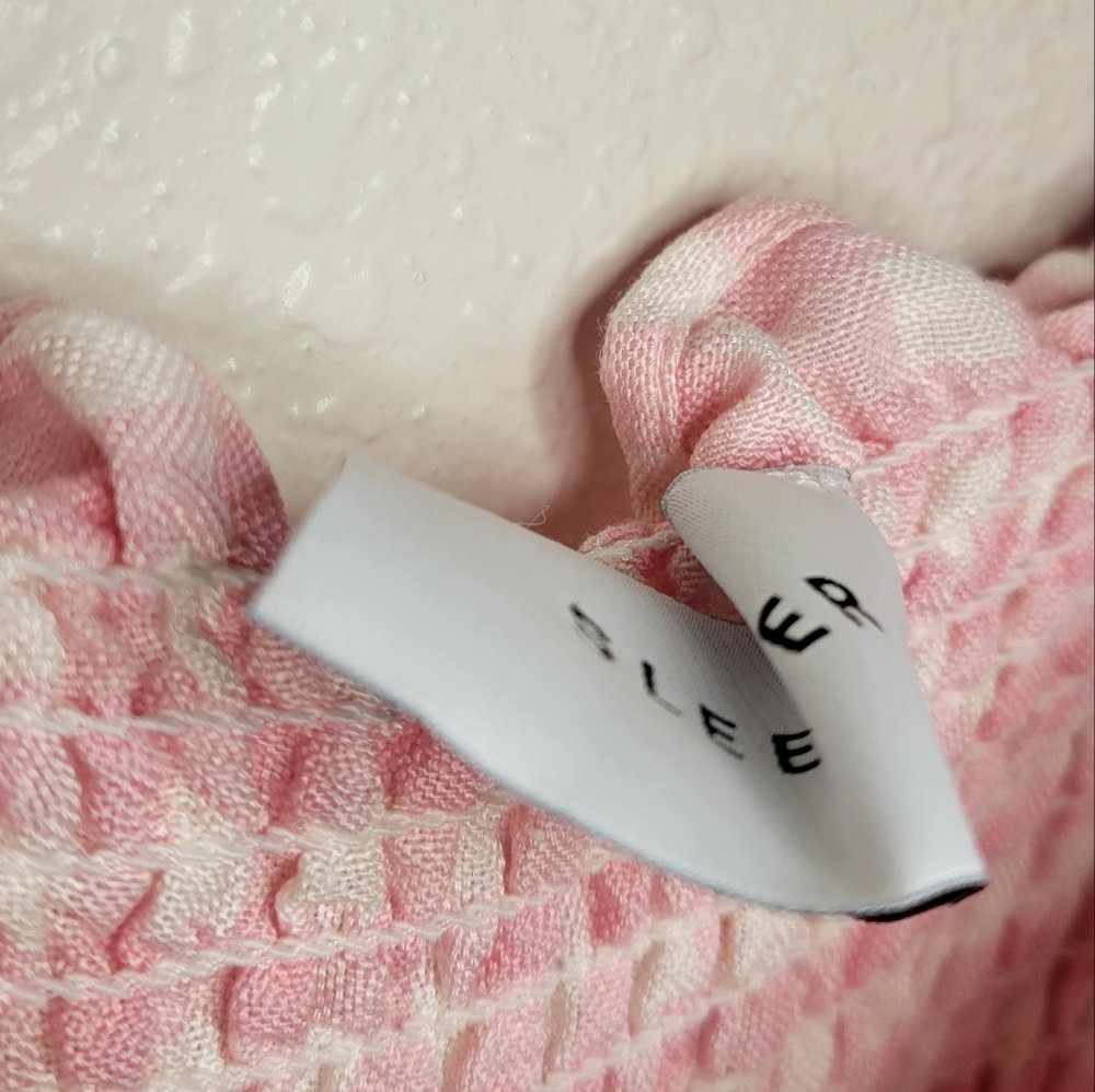 Sleeper Linenblend Atlanta Pink Gingham midi dress smocked midi dress, xsmall - Picture 11 of 12